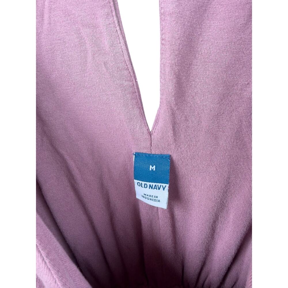 Old Navy Mauve Sleeveless Smocked Waist V Neck Wide Leg Jumpsuit M - Picture 3 of 5
